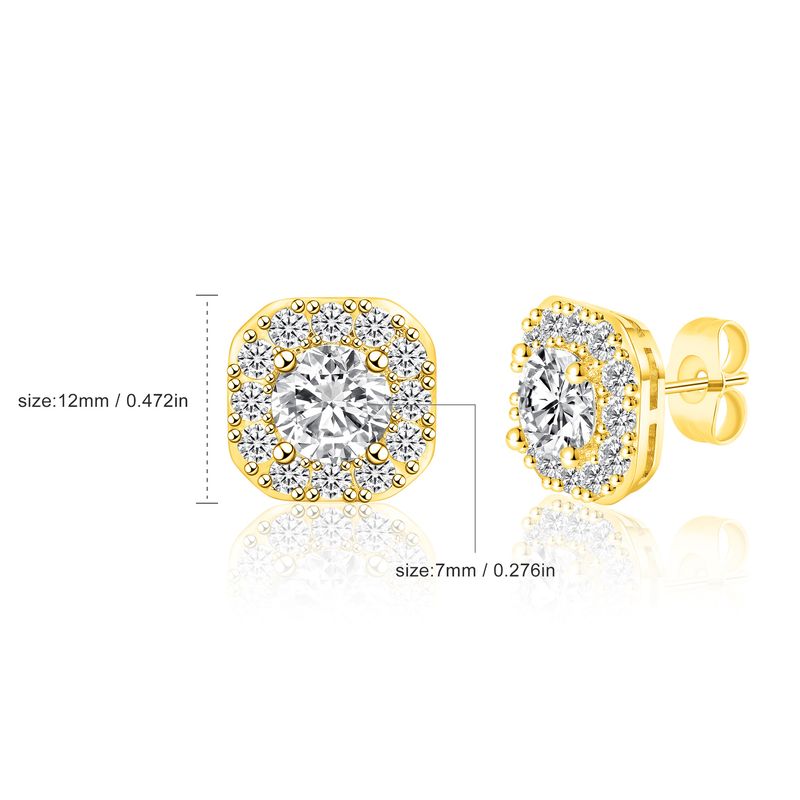 12 mm Zirkonia Ohrstecker für Damen & Herren, eleganter leichter Luxus-Modeschmuck, hypoallergene Kupferfassung, trendige Geschenkidee_voghion.com