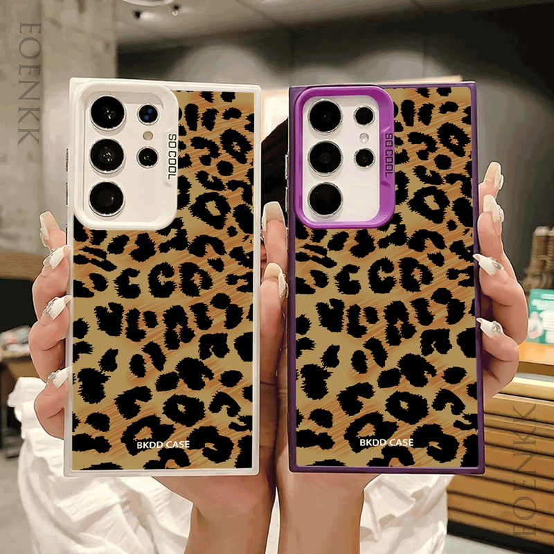 Leopardendruck Laser Hart Telefonshülle Fir Samsung Galaxy S25/S24/S23/S22/S21Ultra/Plus/FE/A25/A34/A54 Waasserdicht Stylescht Design_voghion.com