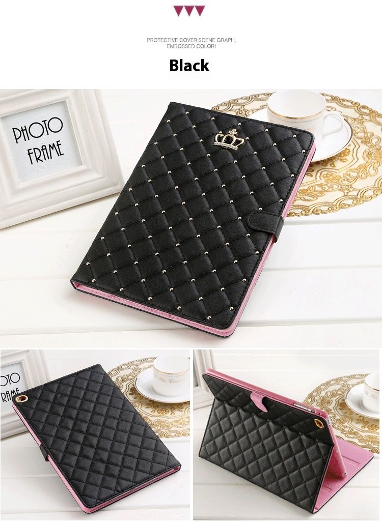 Suitable for new iPad 8 buckle crown protective 10.2 all inclusive Air4 leather case Mini5 diamond grid anti drop shell_voghion.com