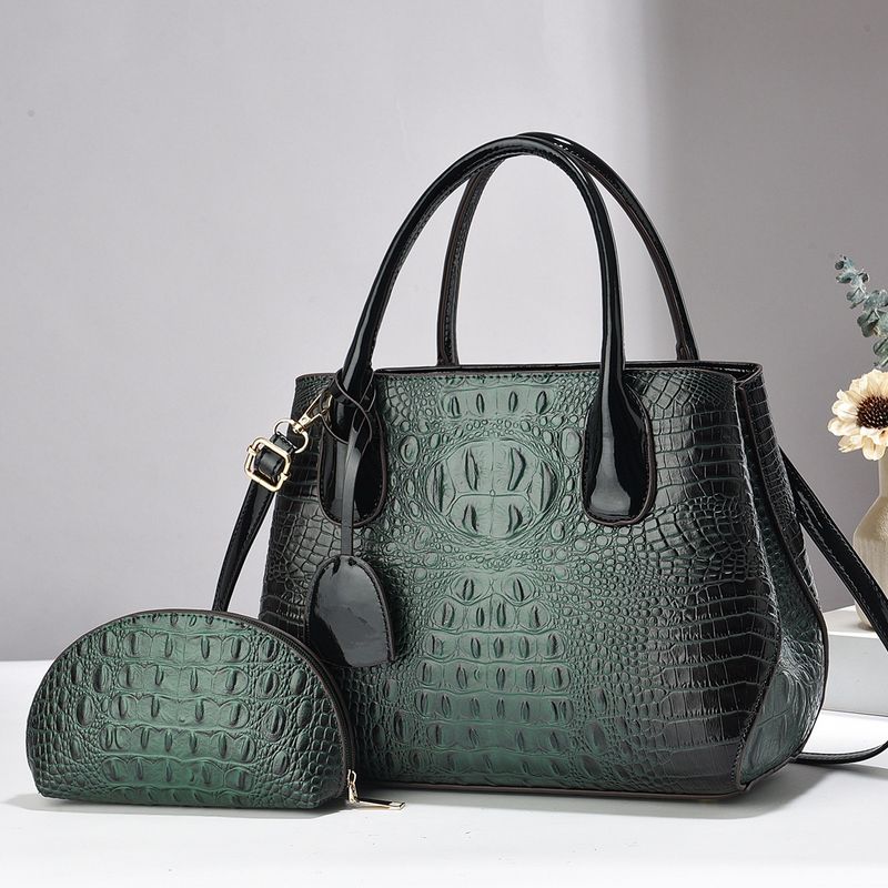 Handbag Set For Women Ostrich Pattern Solid Color High Two-piece Set Simple Texture One-shoulder Oblique Span Female Bun Female Bag_voghion.com