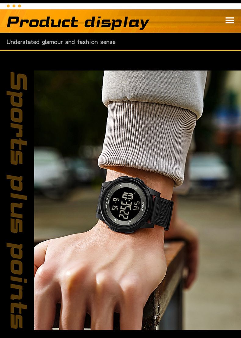 Digital Sports Watch With Luminous Display, Waterproof, Shockproof, Alarm, Lightweight Unisex Design For Men And Women Student Sports Watch_voghion.com