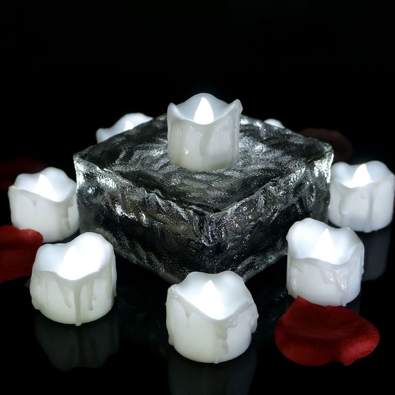 Bougies LED télécommandées – Effet scintillant et goutte d'eau pour anniversaires, mariages, Halloween et Noël (blanc chaud/froid/jaune, lot de 6)_voghion.com