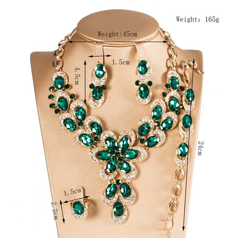 Collana di cristallo di lusso, orecchini, set di quattro pezzi, copricapi femminili esagerati, accessori per abiti da banchetto e da sposa_voghion.com
