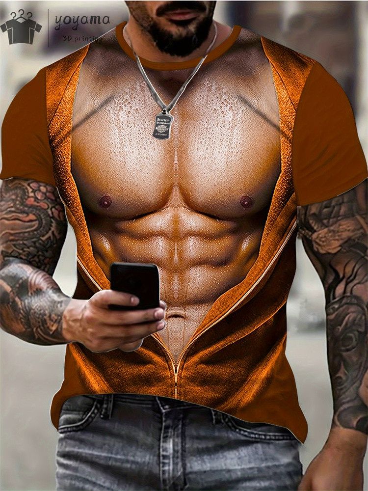 Funny 3D Printing Muscle Printed T-Shirt Gym Clothing Men Summer Streetwear T-Shirt Tops Harajuku Fashion Short Sleeve Tee_voghion.com