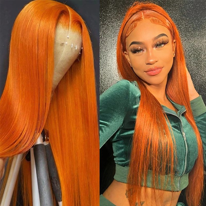 IAMVIP Transparent Wig For Women Ginger Orange 13x6 Wigs Bone Straight 13x4 Human Hair Lace Front Wi_voghion.com