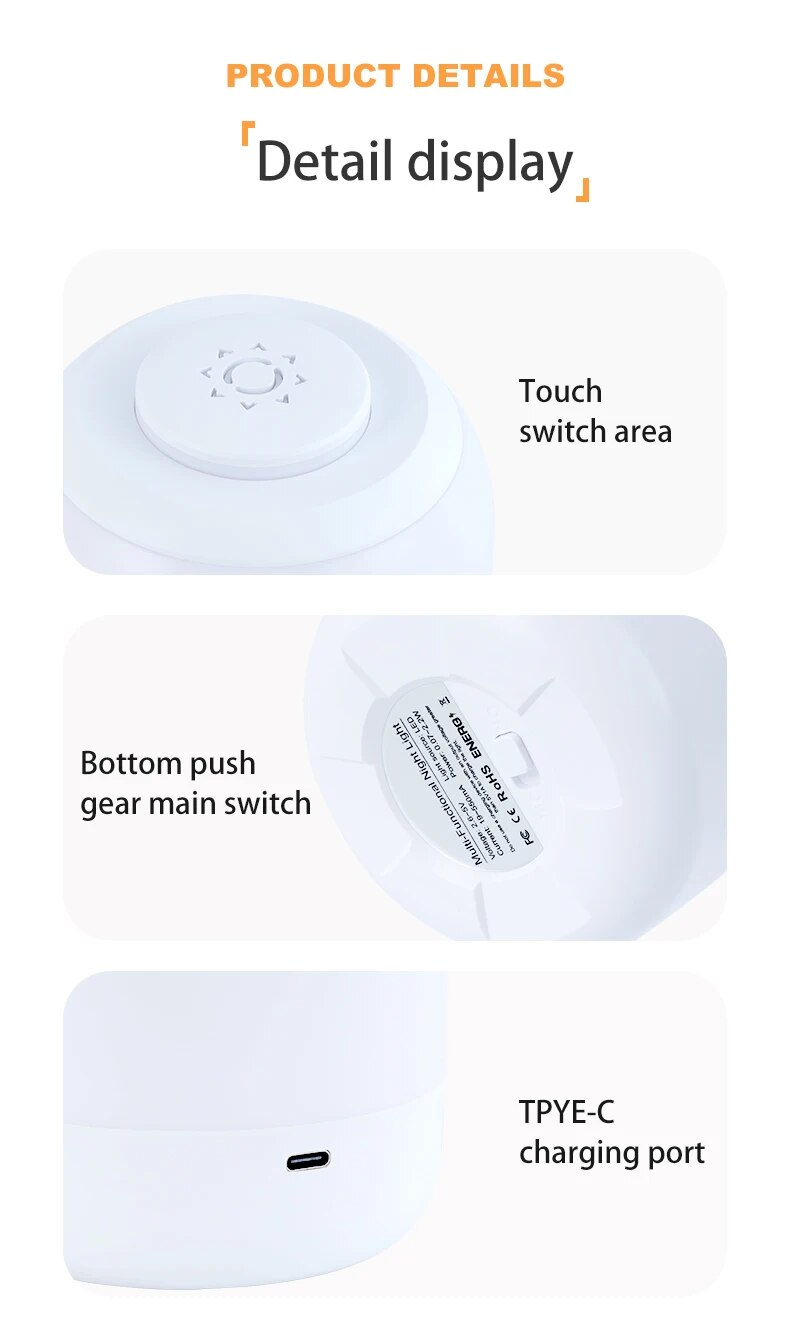 LED-yövalo Kosketuslamppu Pöytävalaisin Yövalaisin Makuuhuoneen valaisin kosketusanturilla Kannettava pöytävalaisin lapsille Lahja-LED_voghion.com