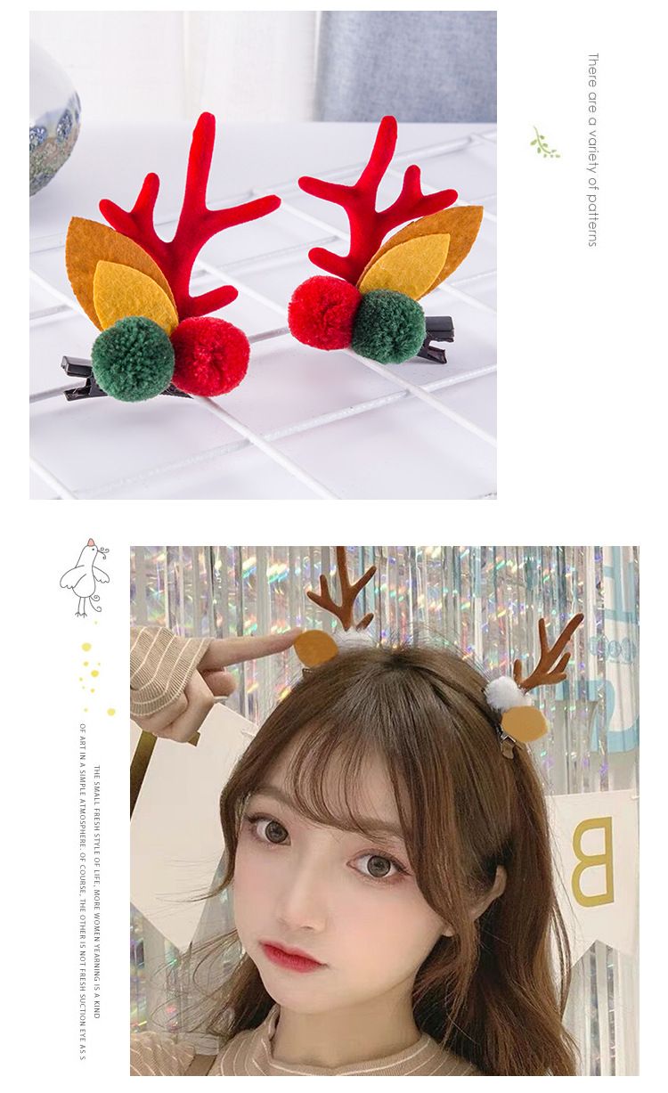 Weihnachten Geweih Haar Clip Weihnachten Haar Zubehör Kinder Nette Clip Net Rot Cartoon Elch Haar Karte Haar Zubehör Weibliche_voghion.com