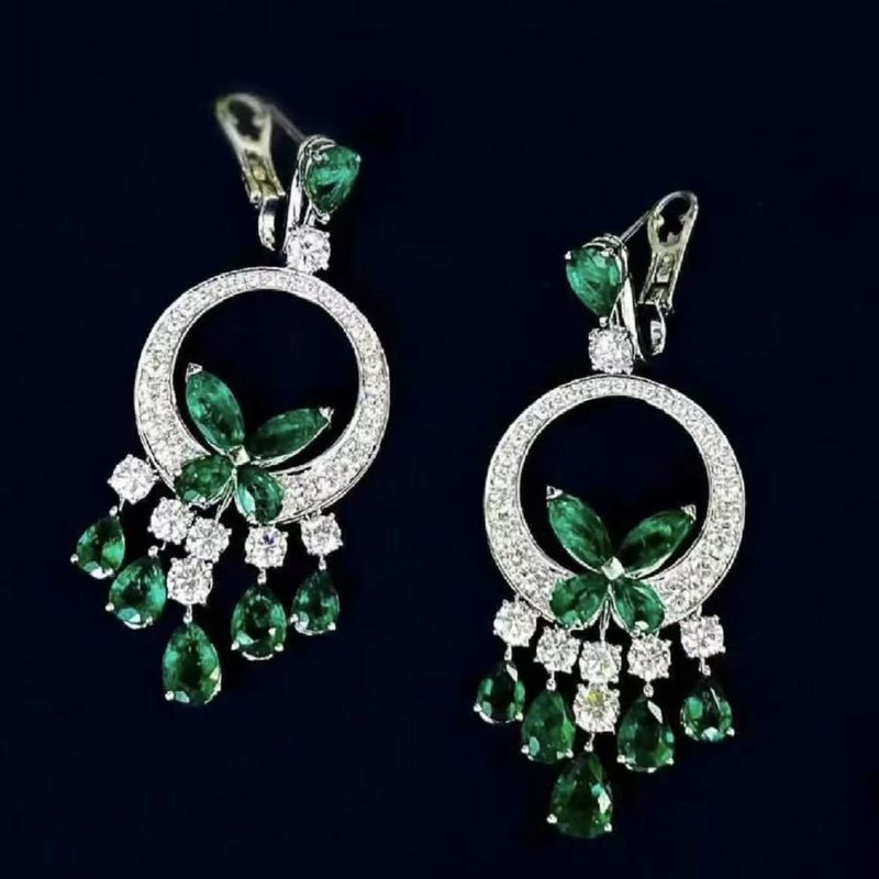 Emerald Water Drop Earrings Women's Foreign Style Small Fresh Vintage Noble Light Luxury Temperament Ear Jewelry_voghion.com