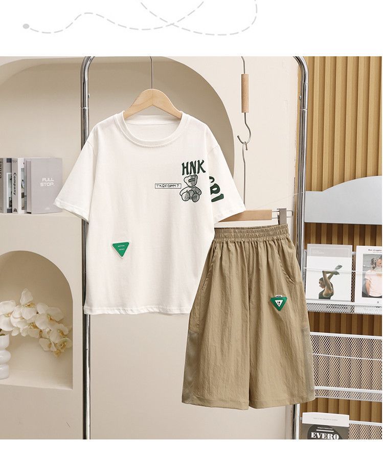 Kids' Clothing Boys Summer Short Sleeved Suits Middle And Large Children Shorts Two Piece Suits_voghion.com