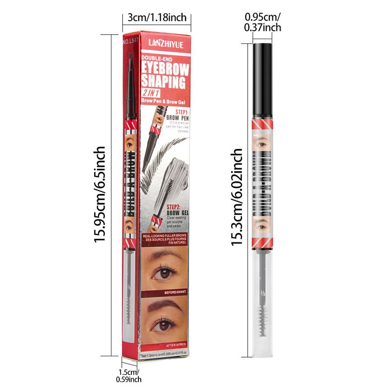 Eyebrow Enhancers Cosmetics LANZHIYUE Double Headed Four Pronged Eyebrow Pencil + Eyebrow Shaping Cream Quick Drying Waterproof Liquid Eyebrow Pencil_voghion.com