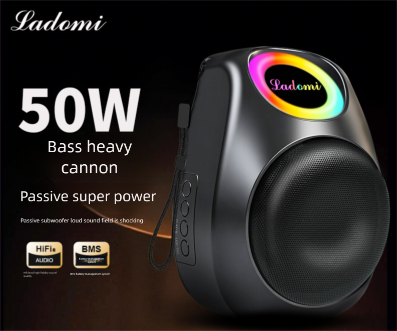 LADOMI Wireless Bluetooth Speaker 50W Power Subwoofer High Sound Quality Home Portable Outdoor Large Volume_voghion.com