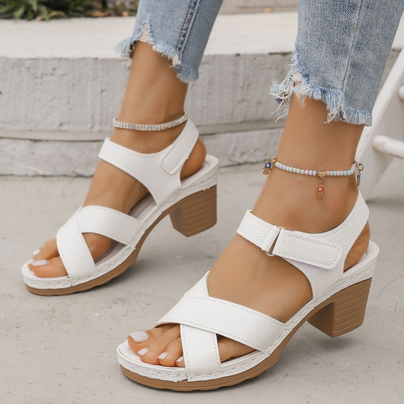High Heeled Women's Sandals Summer New Open Toe Casual Retro Fish Mouth Sandals_voghion.com