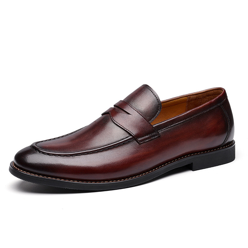 TerraStride Summer Business Casual Thick-Soled Loafers Genuine Leather Slip-On Shoes Men's Top Layer Cowhide_voghion.com