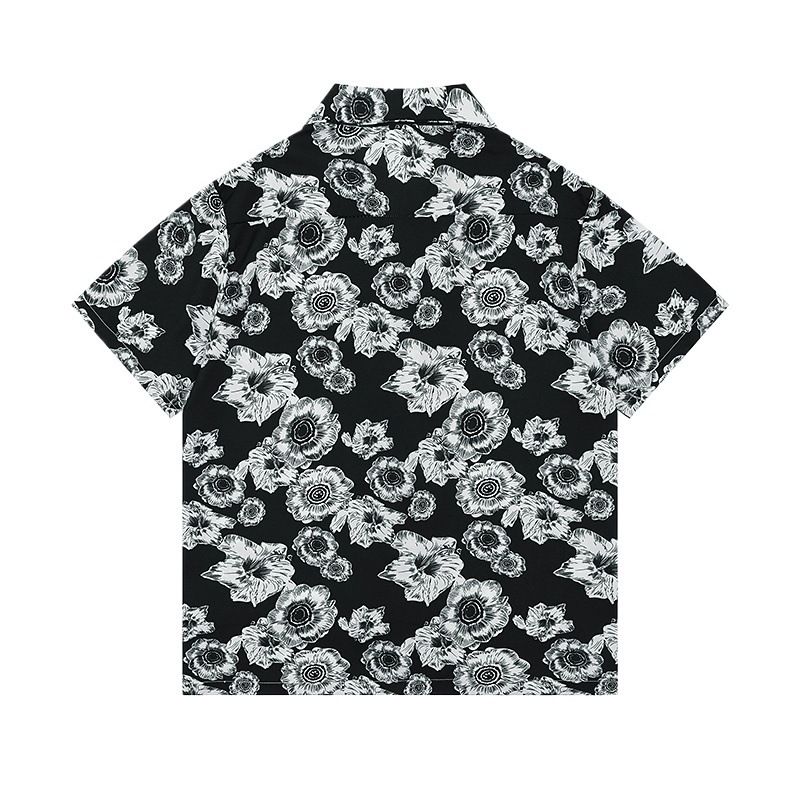 Camicia a maniche corte in seta ghiacciata ad asciugatura rapida, con stampa a fiori tropicali, stile cubano, per vacanze al mare e tempo libero, marchio alla moda 06C_voghion.com