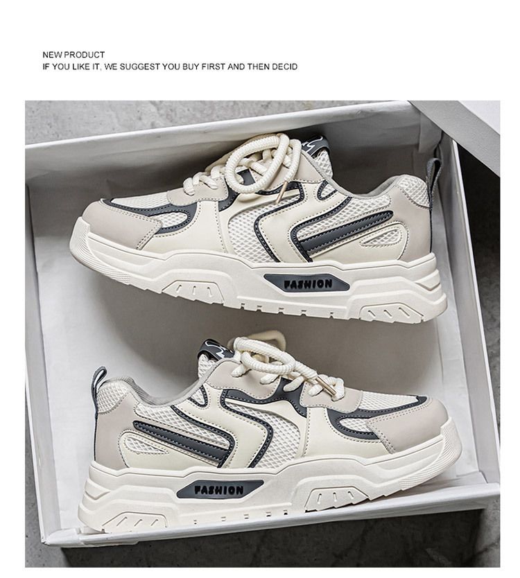 Herbst Neue atmungsaktive Mesh-Weiß Herren Trendy Vielseitige Sport Casual Sneakers mit dicken Sohlen Papa Schuhe_voghion.com