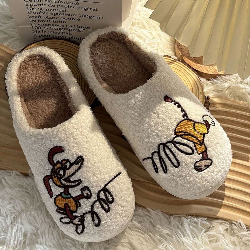 Nuove pantofole da casa in cotone antiscivolo, calde e spesse, per donne, invernali, da interno, primaverili, a forma di cane_voghion.com