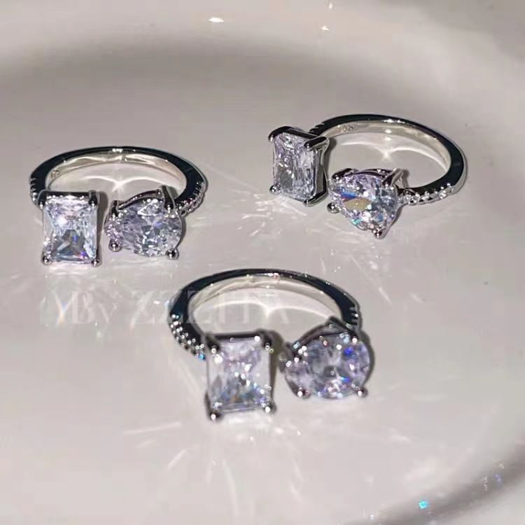 Accessories Water Drop Rectangular Ring Geometric Opening Adjustable Hand Jewelry_voghion.com