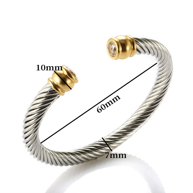 Titanium Fashion Ins Style Classic Simple Adjustable Inlaid Diamond Open Steel Wire Bracelet_voghion.com