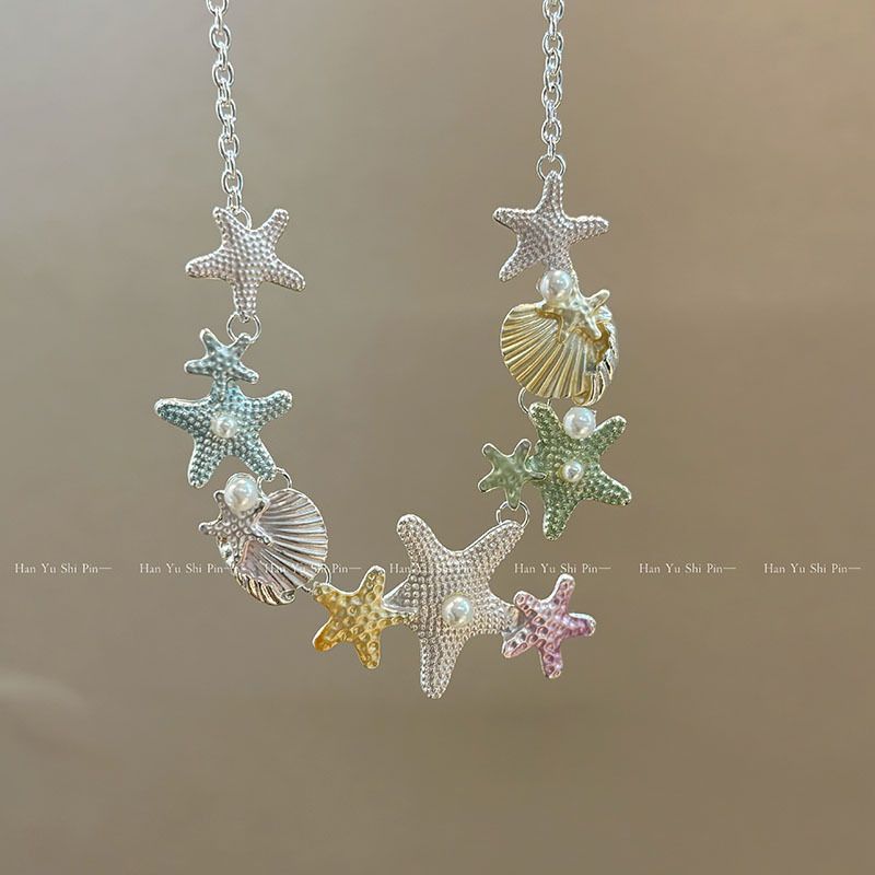 New Beach Vacation Style Ocean Starfish Shell Bracelet For Women Fashion Bohemian Internet Celebrity Pearl Earrings_voghion.com
