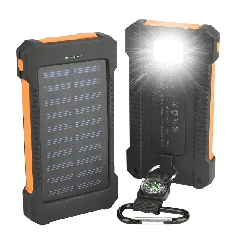 20000mAh Portable Solar External Battery Fast Charging Waterproof With SOS Flashlight Power Bank For Xiaomi_voghion.com