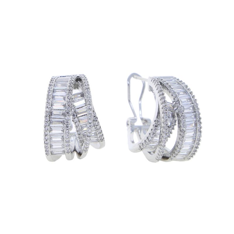Damenschmuck, personalisierte mehrschichtige Linien, High-End-Design, Mikro-eingelegter Zirkon, Halbkreis-Ohrringe, Temperament-Accessoires_voghion.com