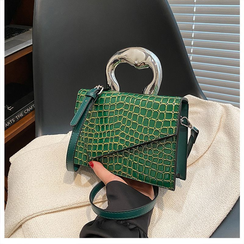 New Love Handheld-Tasche für Damen, Retro-Steinmuster, kleine quadratische Tasche, trendige und vielseitige Textur,_voghion.com