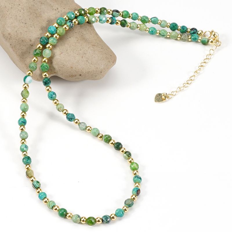 Exclusive 4 Cm Faceted Agate Natural Stone Necklace Clavicle Chain Simple Niche Ins Stacking_voghion.com