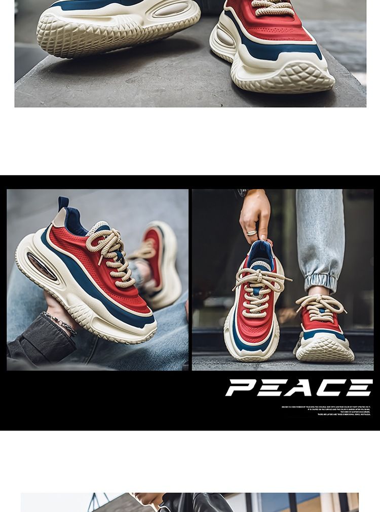 Męskie sznurowane grube tenisówki, buty dla taty buty sportowe, amortyzujące i oddychające buty do biegania koszykówka trening na siłowni_voghion.com