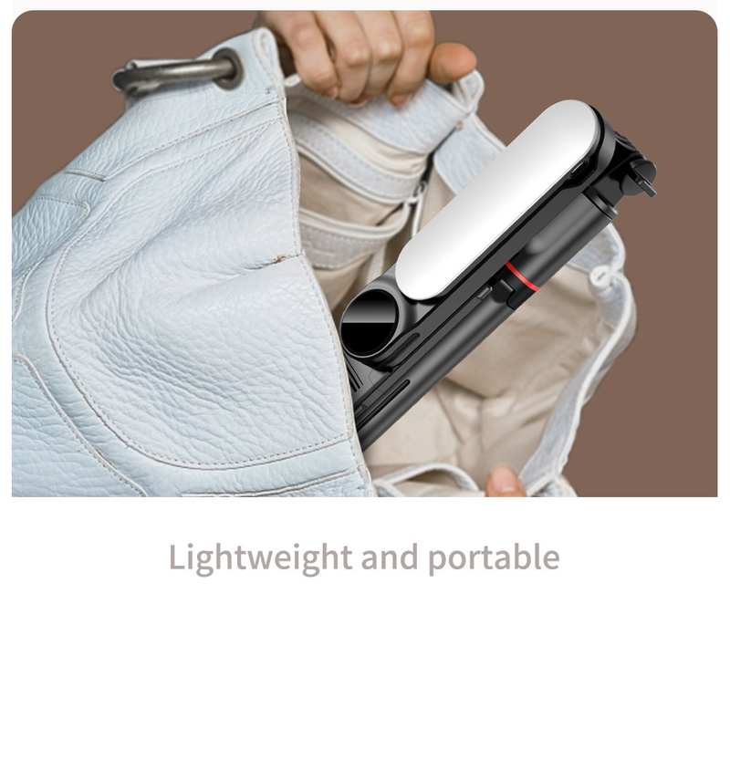Palo para selfies estable con luz de relleno, trípode, palo para selfies retráctil de 44 pulgadas, con control remoto inalámbrico_voghion.com