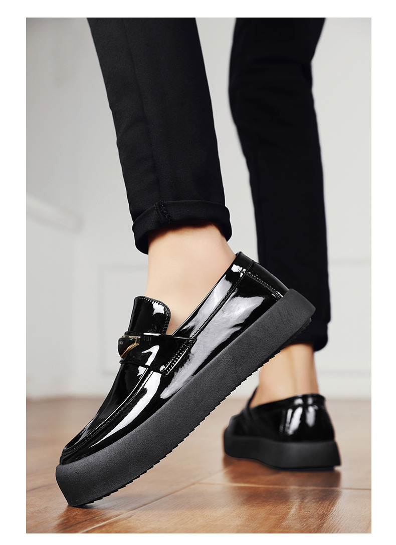 Schuhe 2023 Frühjahr Neue Koreanische Version Alle-spiel dicken boden rutschfeste wasserdichte chef der arbeit schuhe männer hochzeit kleine leder schuhe_voghion.com