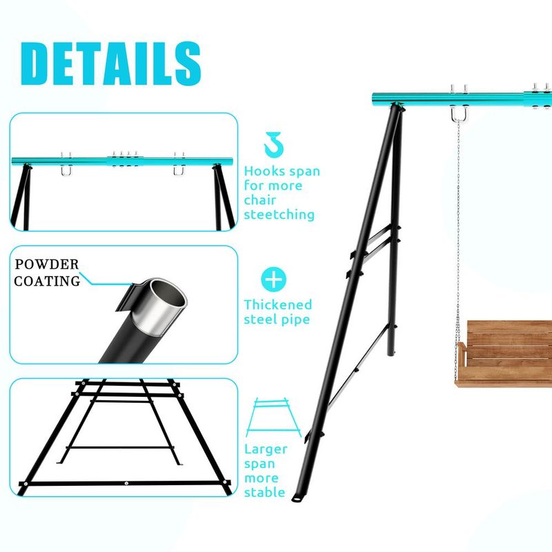 Swing Sets For Backyard, Outdoor Porch Swing Frame, Hammock Chair Stand Only, Max Load 550Lbs A-Frame Swing Stand, Swing Set For Patio, Playground, Park, Swing Not Include_voghion.com