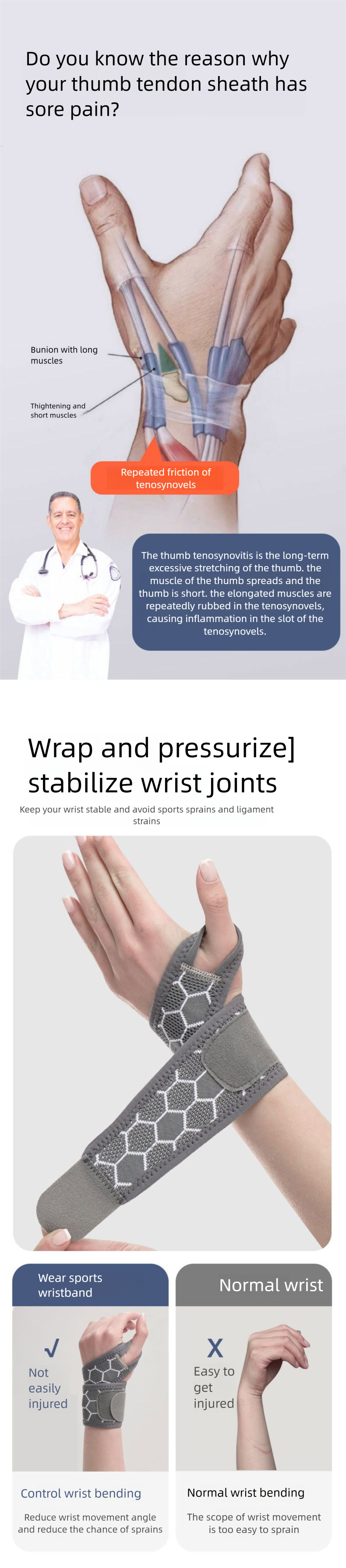 Supporto per polso, guaina tendinea per distorsioni, estivo, traspirante, compressione fissa, manica articolare, maglia sottile orizzontale, macchina_voghion.com