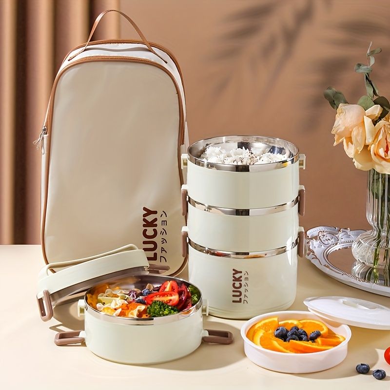 1 adet Lucky Charm Paslanmaz Çelik Öğle Yemeği Kutusu Seti Yalıtımlı Tote Çanta ile - Dayanıklı, BPA İçermez_voghion.com
