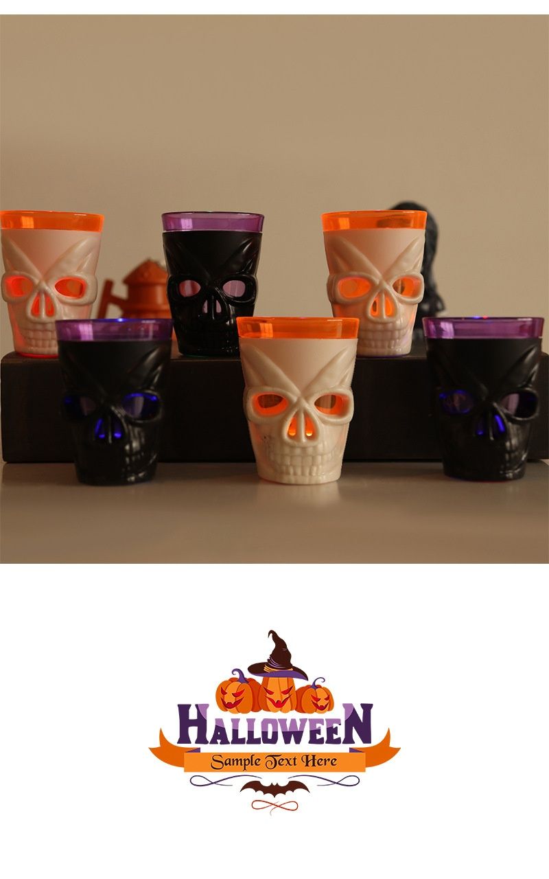 Tazza luminosa di Halloween, teschio, bar, KTV, forniture per feste, bicchieri di plastica per bevande, decorazioni, oggetti di scena_voghion.com
