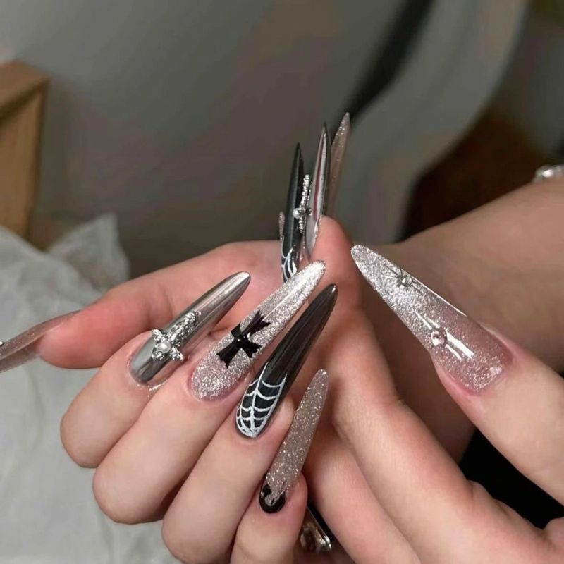 Nicchia scura Dolce Fresco Specchio magico Occhio di gatto Croce Ragazza calda Di alta qualità Luce Lusso Fatto a mano Unghie eleganti Sbiancamento_voghion.com