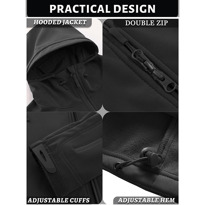 Work Hooded Heavy Fleece ed Windbreaker Waterproof Warm Winter Softshell Jacket For Men_voghion.com