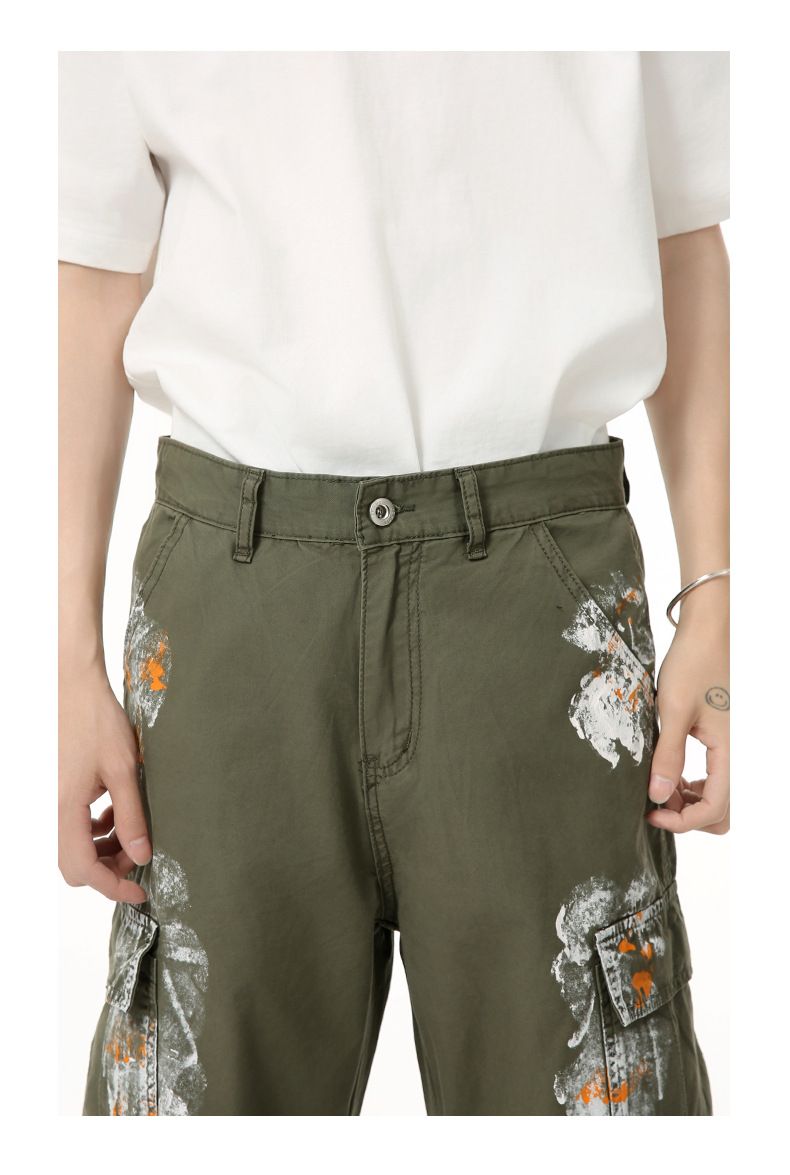 Strapazierfähige Vintage-Arbeitsjeans im Used-Look für Herren – Multi-Pocket-Utility-Hose mit entspannter Passform und Schnittkantendetails_voghion.com