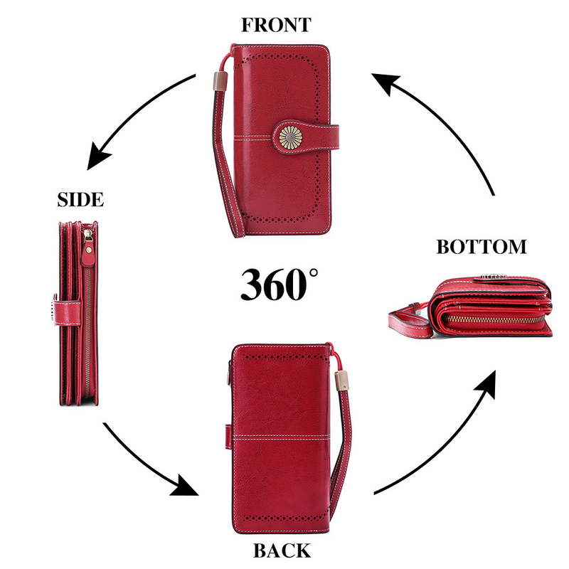Cartera de mano de microfibra con cremallera larga para mujer, de gran capacidad, con RFID_voghion.com