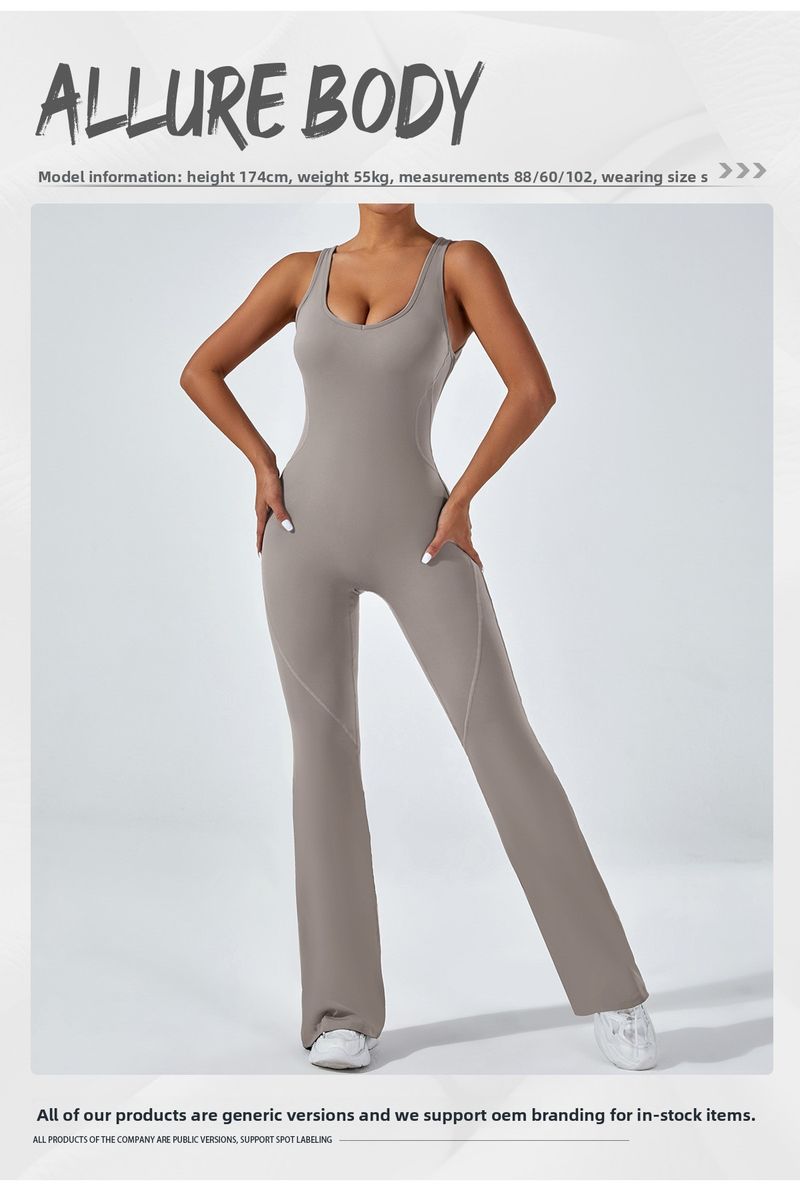 European And American Style Tight-Fitting Backless Yoga Hip-Lifting Sports Fitness Suit Wide-Leg Pants Tummy-Control_voghion.com