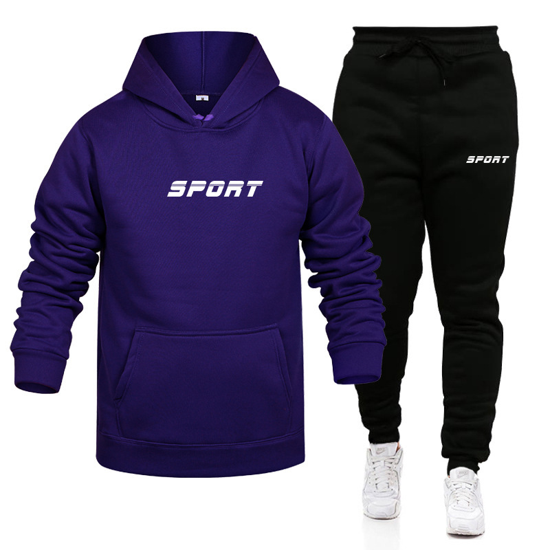 Nuevo Conjunto de suéter deportivo y de ocio para hombre, suéter estampado de Color sólido para otoño e invierno, Jersey_voghion.com