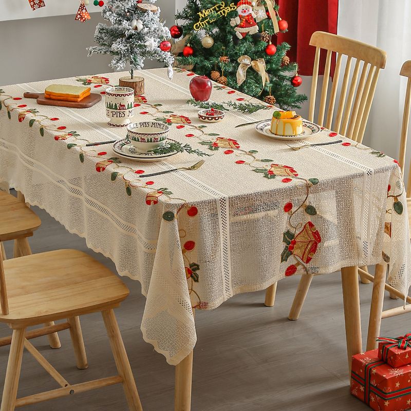Tovaglia di alta qualità in pizzo di poliestere rosso per tavolo da pranzo e caffè, stile americano, decorazione natalizia_voghion.com