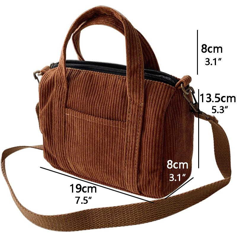 Korean And Japanese Corduroy Crossbody Artistic Simple Style For Female Students, Shoulder Bag, Boston Pillow-shaped_voghion.com