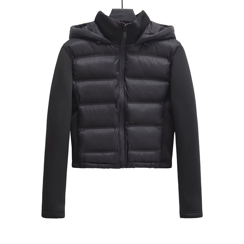 Damen-Kapuzenjacke mit Patchwork-Ärmeln und Baumwollpolsterung – 2024 Herbst/Winter Mode 9614_voghion.com