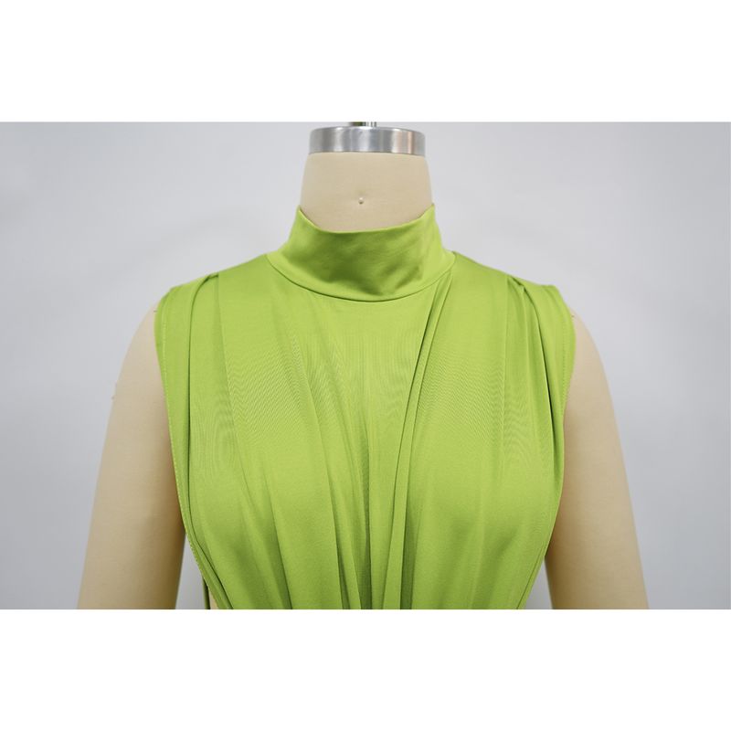 Sexy High-Slit Bodycon Dress With Ruffle Detail - Sleeveless Party Dress For Women In Bold Colors_voghion.com