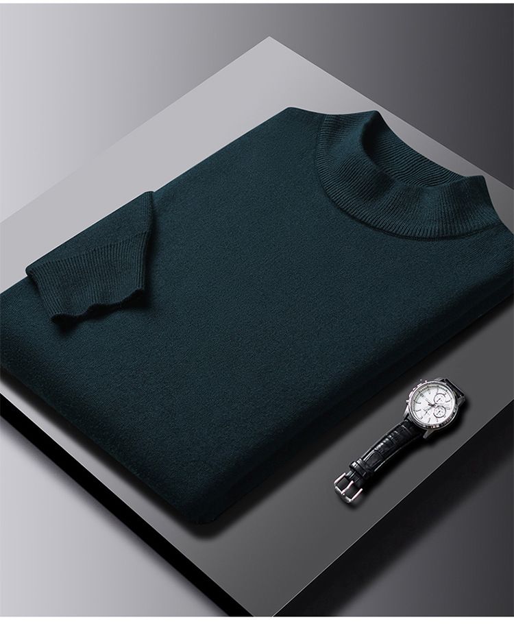 Maglione a collo alto sottile 2024, nuovo, per ragazzi, basic, pulito, in maglia, abbigliamento maschile_voghion.com