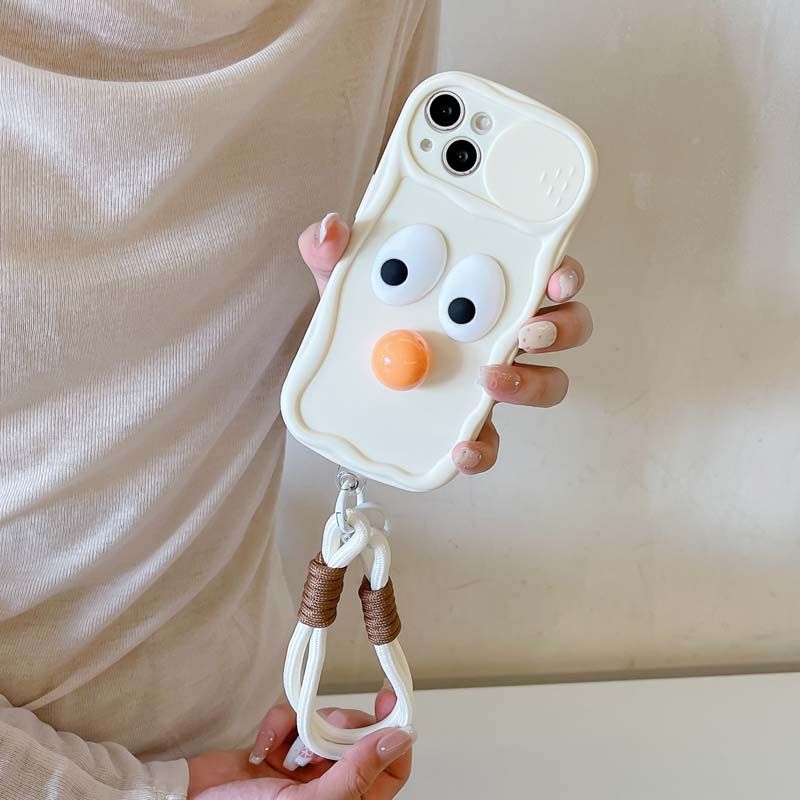 Cartoon Eyes Wrist Strap Soft Cover for iPhone 16 14 Pro Max 15 Plus Camera Lens Protective Cover for iPhone 11 12 13 14 15 Pro Max_voghion.com