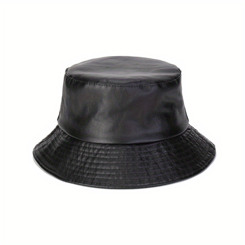 1 Stück Unisex PU-Leder Vielseitiger Sonnenschutz-Eimerhut, Sonnenhut für Outdoor-Urlaubsreisen_voghion.com