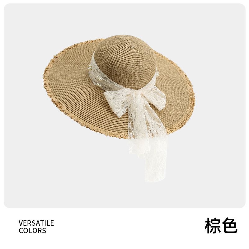 Beach Vacation Wide Brim Sun For Women 2025 Spring Summer New Style Sunshade French Woven Straw Hat Trendy_voghion.com
