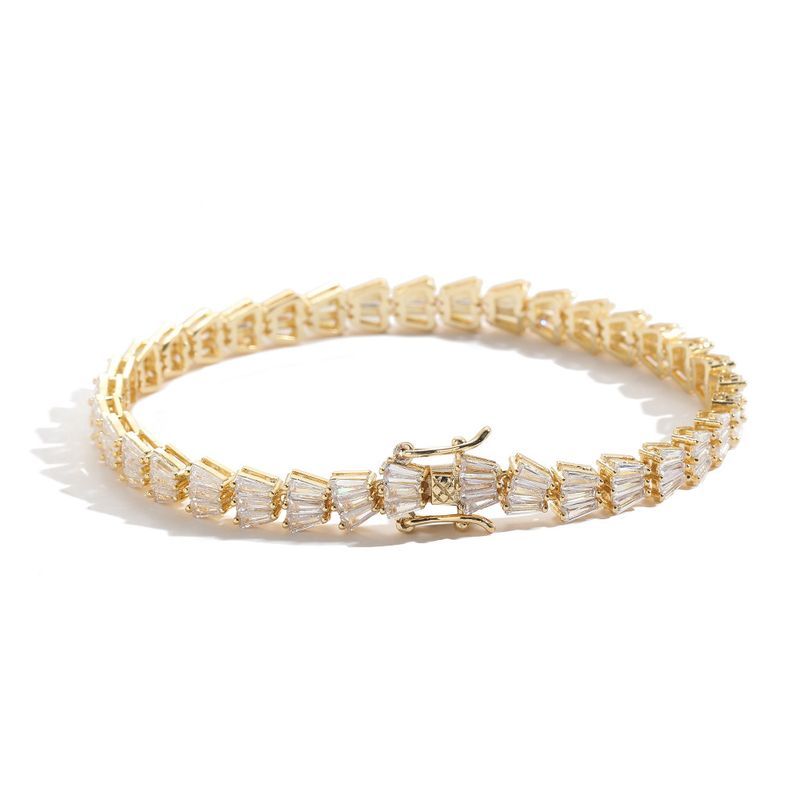 Damen Step Square Kupfer Intarsien Zirkon Hip Hop Armband Tennis Kette Hand Schmuck voller Dias_voghion.com