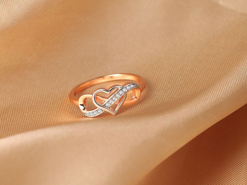 Fashion color separation electroplating hollow heart shaped infinity ring for women zircon jewelry_voghion.com